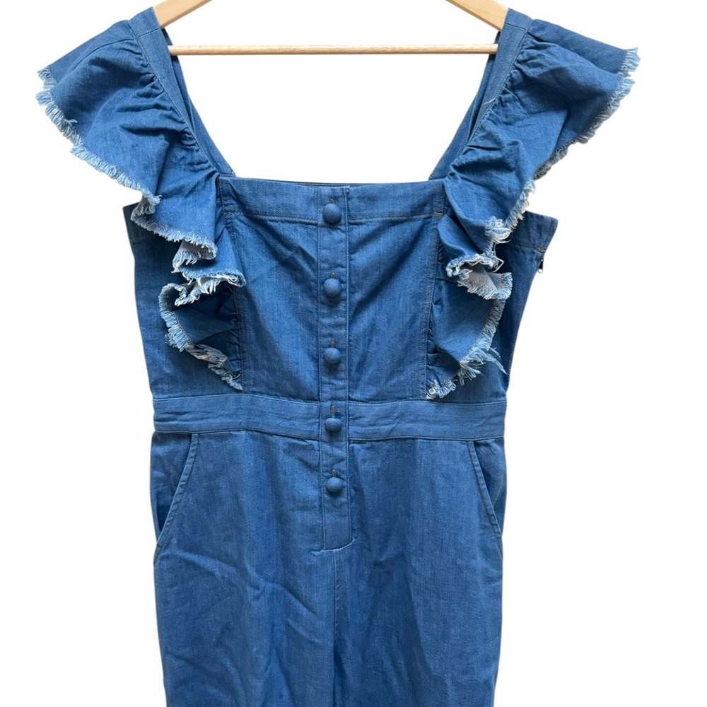 SEA NY Ruffled Shoulder Denim Jumpsuit - Picture 5 of 13